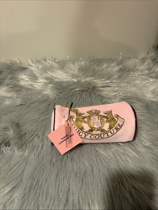 Juicy Couture Handbags - BNWT Juicy Couture Pink Velvet Cosmetic Pouch with Gold Crest
